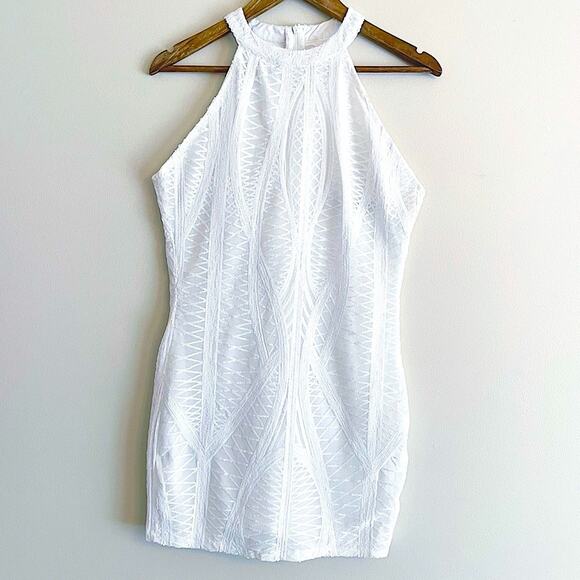 CBR sequins halter neck bodycon minidress white size Medium EUC